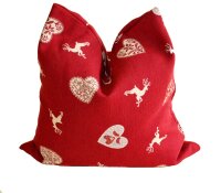 Zirbenkissen - Zirbenpolster "rot mit Hirschen"...