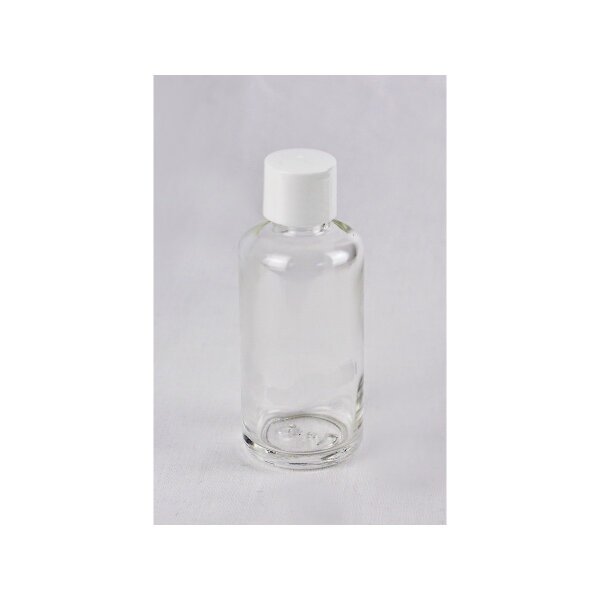 Glasflasche 100ml leer, mit PE Verschluss und Spritzeinsatz 6mm