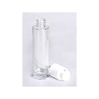 Glasflasche schmal 50ml, leer, mit Pump-Spender weiss