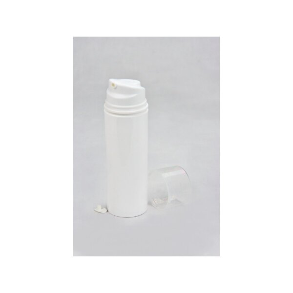 Airless Spender PP leer, weiss mit Schutzkappe klarsicht, 100ml