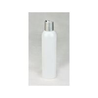 Rundflasche natur HDPE mit Disctop Verschluss silber 200ml