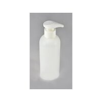 Rundflasche natur HDPE mit Pumpspender weiss 250ml