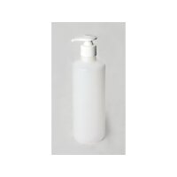 Rundflasche natur HDPE 500ml mit Pumpspender weiss