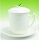 Porzellan Kr&auml;utertee-Tasse mit Untertasse und Edelstahlfilter, wei&szlig;, Teeblattdekor
