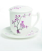 Porzellan Tee-Tasse mit Untertasse und Edelstahlfilter,...
