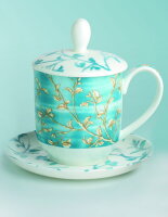 Porzellan Tee-Tasse mit Untertasse und Edelstahlfilter,...