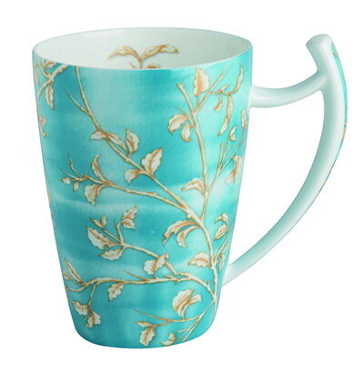 Porzellan Tee-Becher gro&szlig;, blau, Goldzweige Dekor