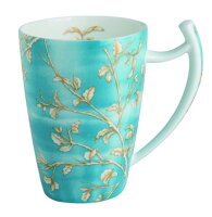 Porzellan Tee-Becher gro&szlig;, blau, Goldzweige Dekor