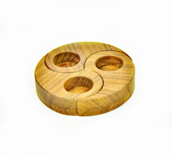 Holzhalter f&uuml;r &Ouml;lfl&auml;schchen Nussholz 3er